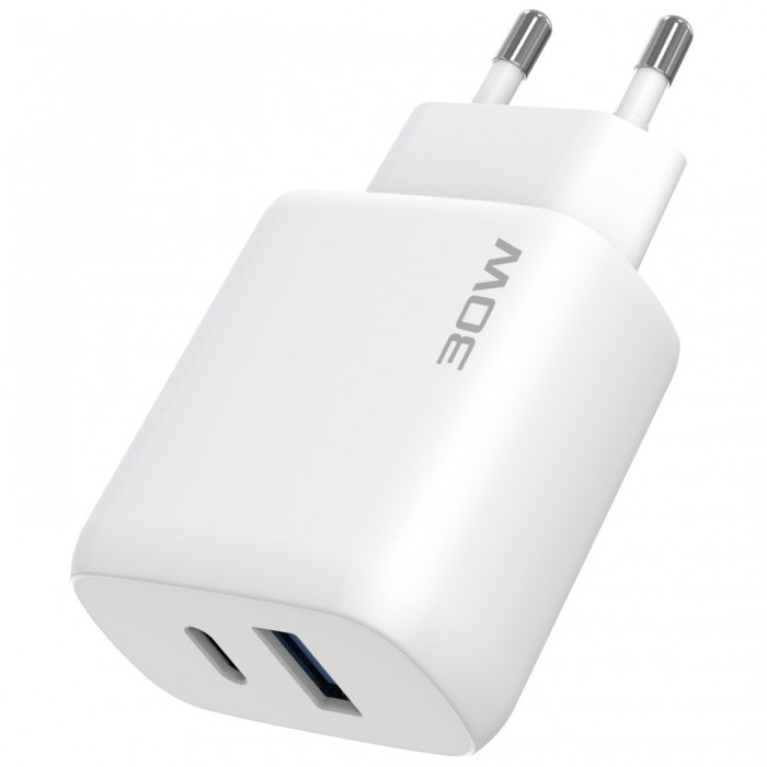 Мережевий зарядний пристрій Proove Silicone Power 2 30W (Type-C + USB) + кабель Type-C to Type-C (1m) White (WCSP23011002)