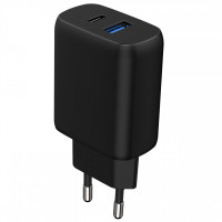 Мережевий зарядний пристрій Proove Silicone Power 2 30W (Type-C + USB) + кабель Type-C to Type-C (1m) Black (WCSP23011001)