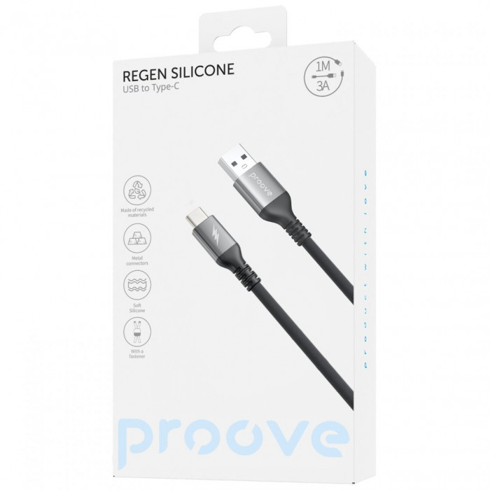 Кабель Proove ReGen Silicone USB to Type-C 3A (1m) Black (CCRS12001102)