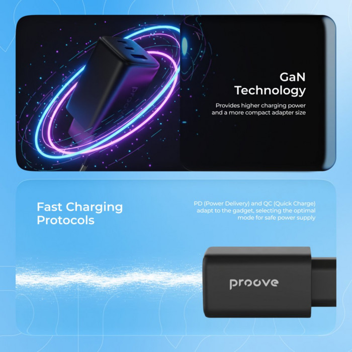 Мережевий зарядний пристрій Proove Pocket GaN 65W (2Type-C + USB) White (WCPG65121202)