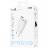 Мережевий зарядний пристрій Proove Slender 30W Type-C+USB White (WCSL30110002)