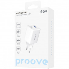 Мережевий зарядний пристрій Proove Pocket GaN 45W Type-C+USB White (WCPG45110002)