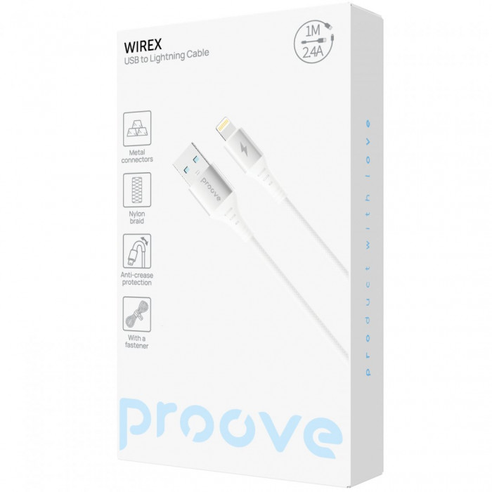 Кабель Proove WireX USB to Lightning 2.4A (1m) White (CCWX12001202)