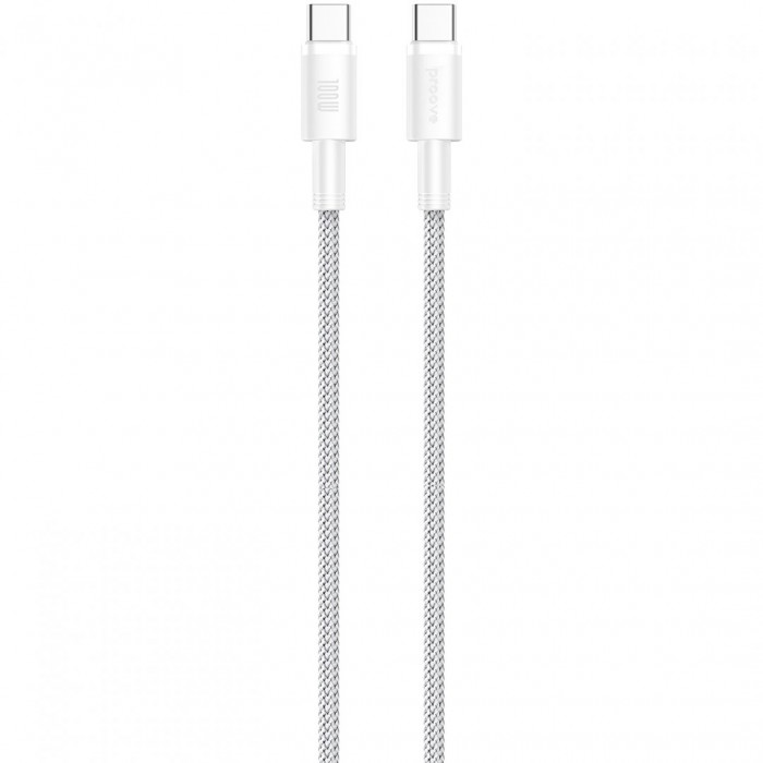 Кабель Proove Nylo Type-C to Type-C 100W (1.5m) White (CCPN11002202)