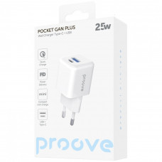 Мережевий зарядний пристрій Proove Pocket GaN Plus 25W Type-C+USB White (WCPG25111202)