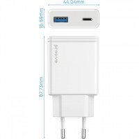 Мережевий зарядний пристрій Proove Slender 45W Type-C+USB White (WCSL45110002)