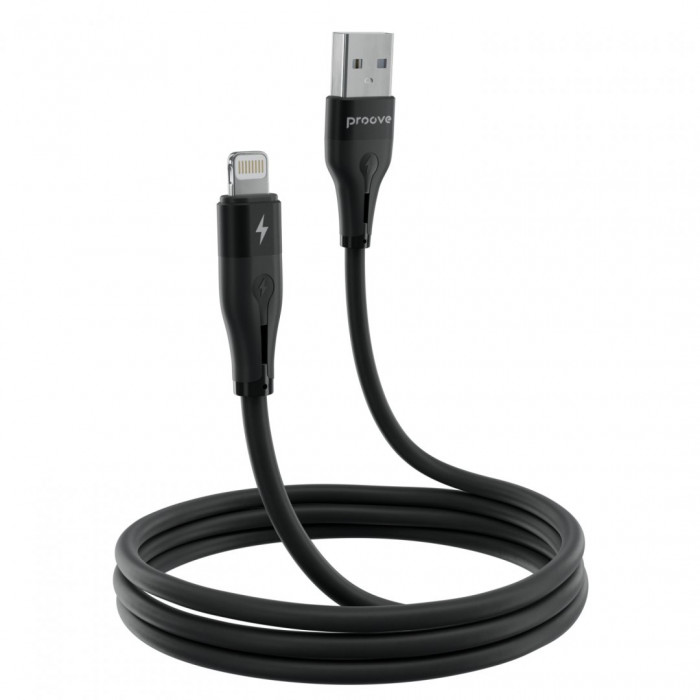 Кабель Proove Soft Silicone USB to Lightning 2.4A (2m) Black (CCSO20001121)