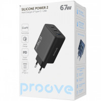 Мережевий зарядний пристрій Proove Silicone Power 2 67W (2 Type-C + USB) Black (WCSP26120001)