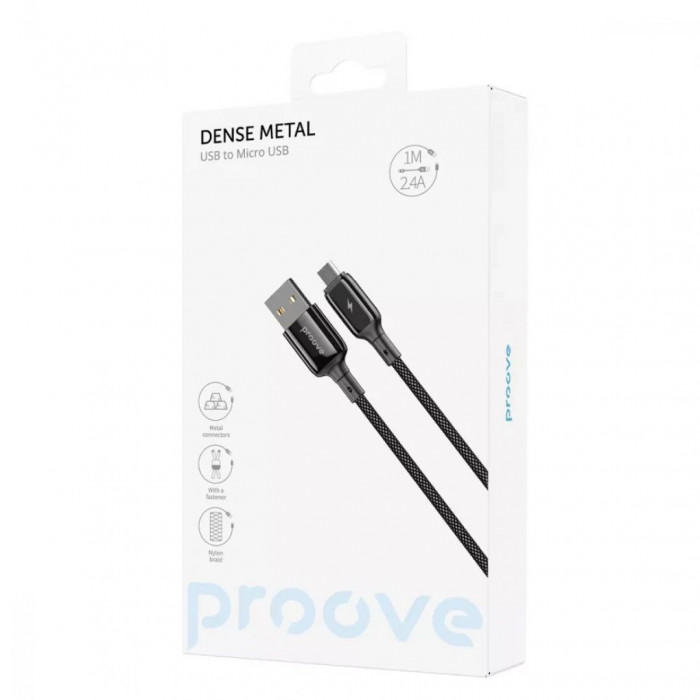 Кабель Proove Dense Metal Micro USB 2.4A (1m) Black (CCDM20001301)