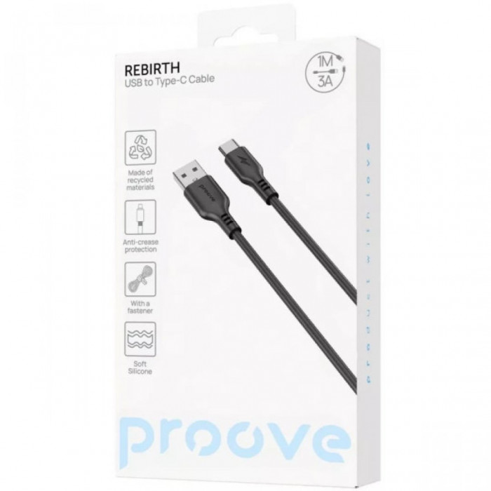 Кабель Proove Rebirth USB to Type-C 2.4A (1m) Black (CCRE60001201)
