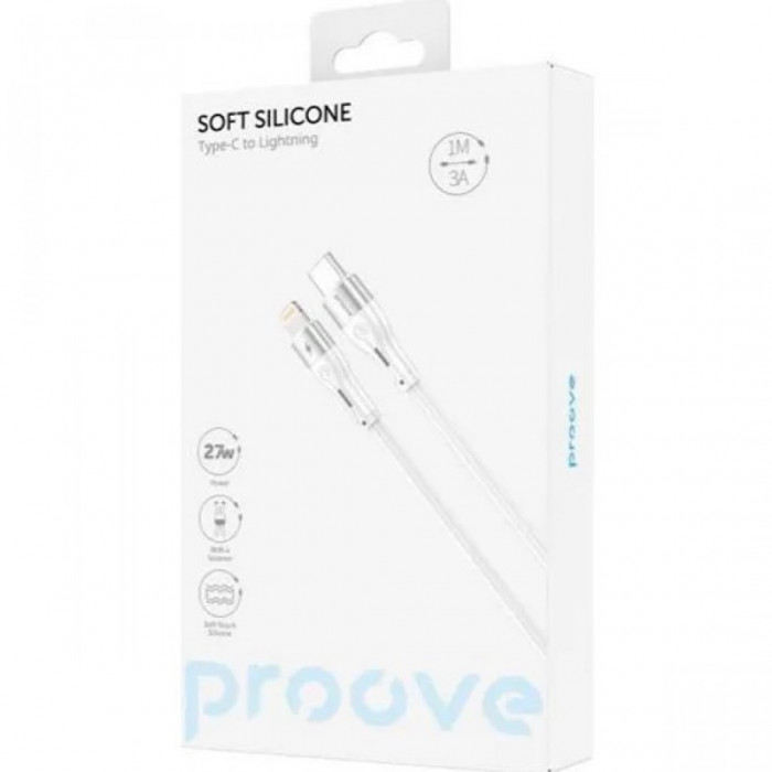 Кабель Proove Soft Silicone Type-C to Lightning 27W (1m) White (CCSO27002102)