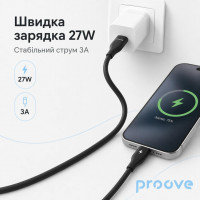 Кабель Proove Soft Silicone Type-C to Lightning 27W (1m) Black (CCSO27002101)