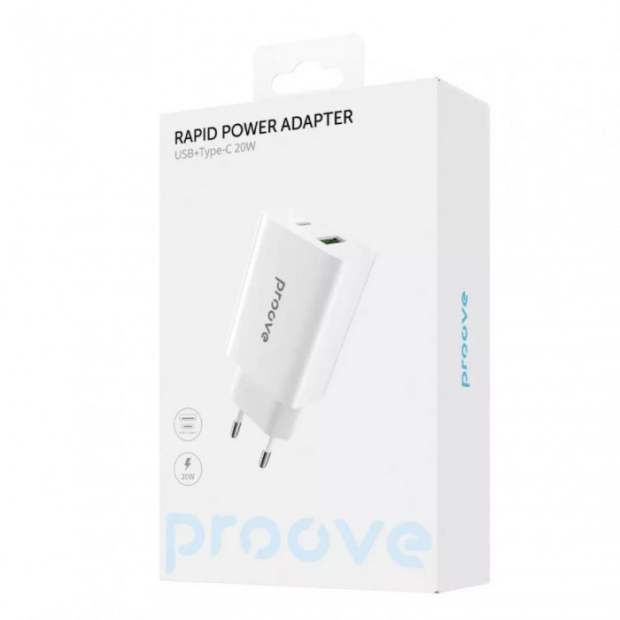 Мережевий зарядний пристрій Proove Rapid 20W Type-C+USB-C White (WCRP20110002)