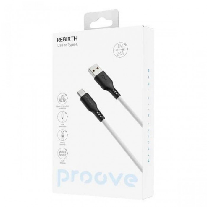 Кабель Proove Rebirth USB to Type-C 2.4A (1m) Black/White (CCRE60001202)