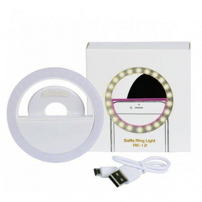 Селфі-лампа для телефону Selfie Ring Light RK-12 White