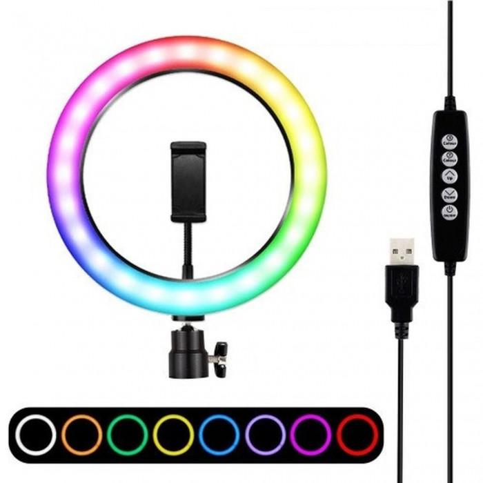Кільцева лампа RGB MJ33 Black 33см
