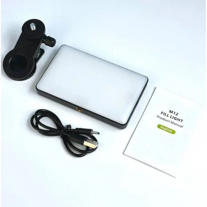 Портативне відеосвітло M12 2000mAh із затискачем