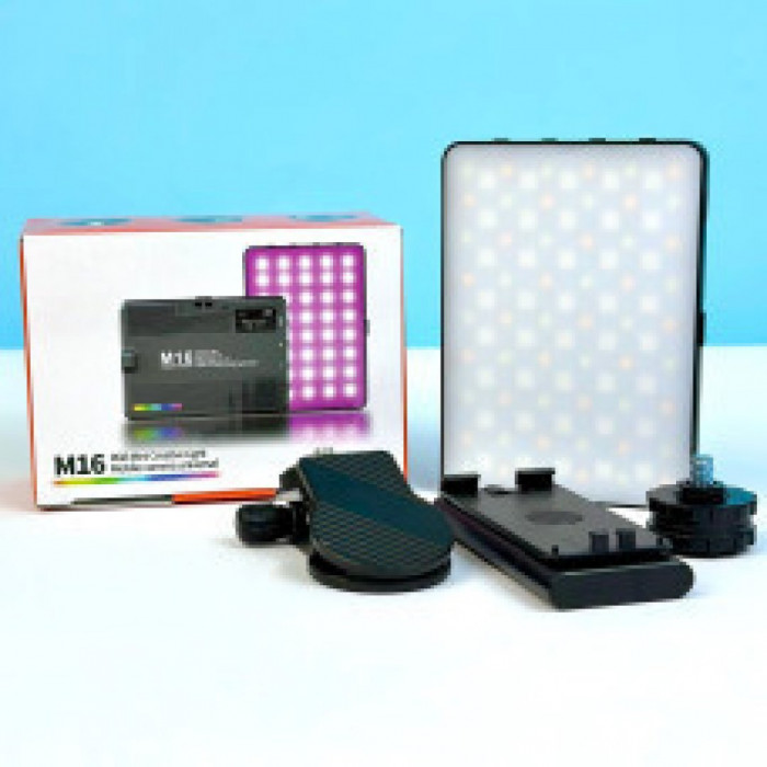 Портативне відеосвітло M16 RGB+LED 1500mAh із затискачем