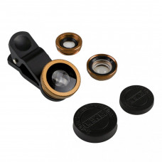 Объектив для телефона Рыбий глаз 3 in 1 Black-Gold