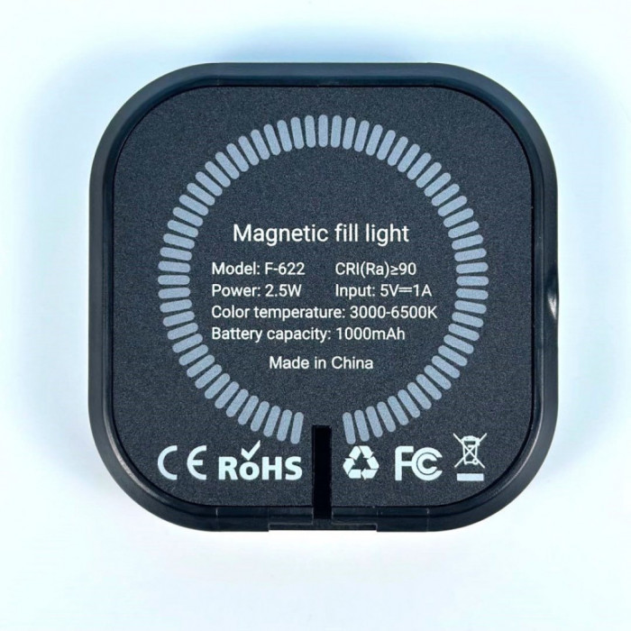 Портативне відеосвітло F-622 Magnetic LED 1000mAh із затискачем White
