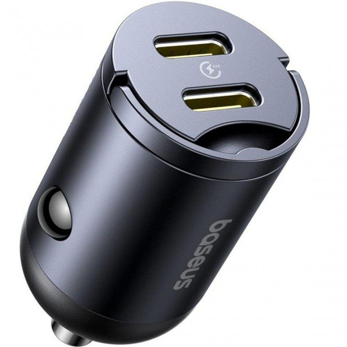 Автомобільний зарядний пристрій Baseus Tiny Star Mini 2Type-C 30W Black (C00035001121-03)