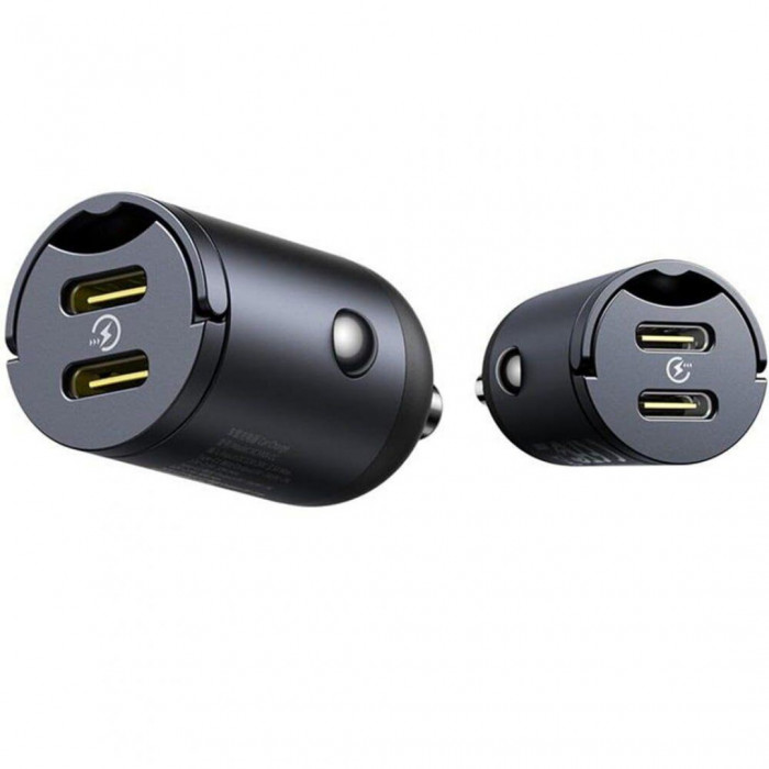 Автомобільний зарядний пристрій Baseus Tiny Star Mini 2Type-C 30W Black (C00035001121-03)