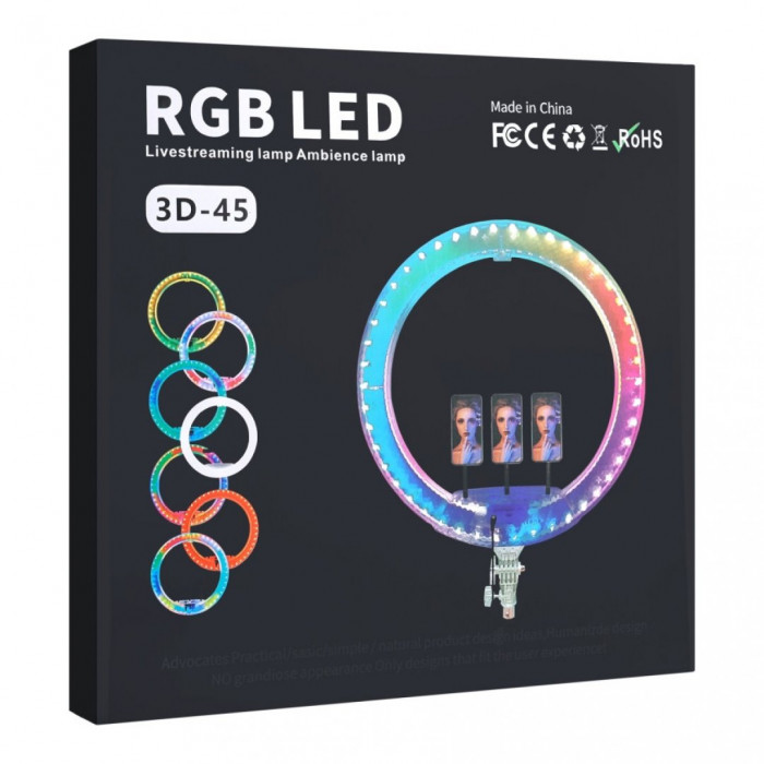Кільцева лампа RGB Crystal 3D-45 Remote 45см