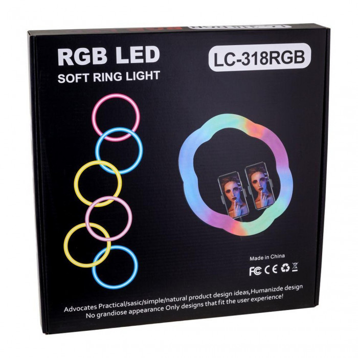Кільцева лампа RGB LC-318 (Flower Type) 33cm Black