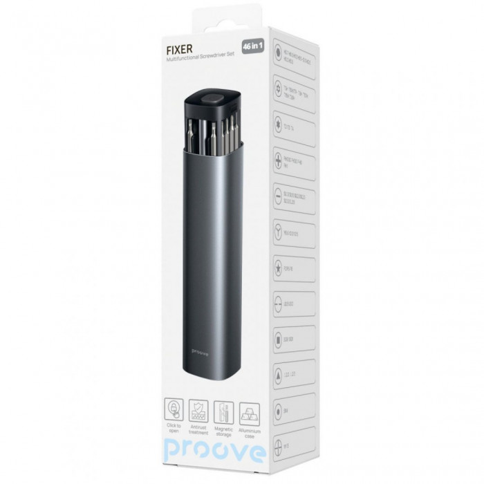 Багатофункціональний набір викруток Proove Fixer 46in1 Gray (MTSF46000003)