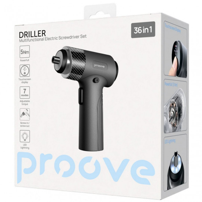 Багатофункціональний набір електричних викруток Proove Driller 36in1 Gray (MTSD35000003)