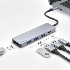 Type-C хаб Proove Iron Link 5 in 1 (3*USB3.0 + Type C + HDMI) Silver (HBIL00010604)