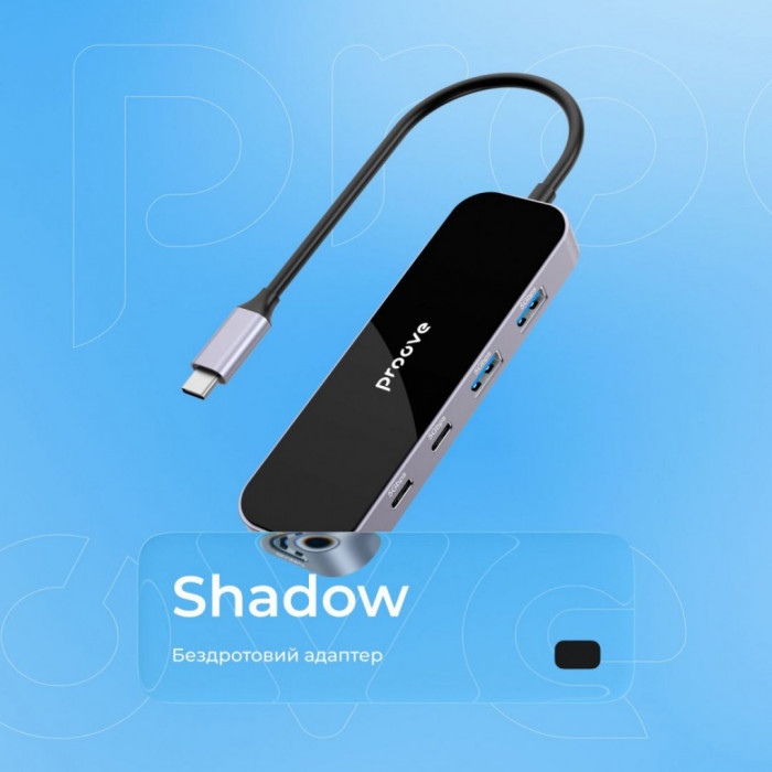 Type-C хаб Proove Shadow (2*USB3.0 + Type-C + PD100W + HDMI) Dark Gray (HBSW10221205)