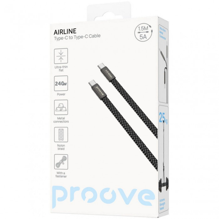 Кабель Proove AirLine Type-C to Type-C 240W (1.5m) Black (CCAI24002201)