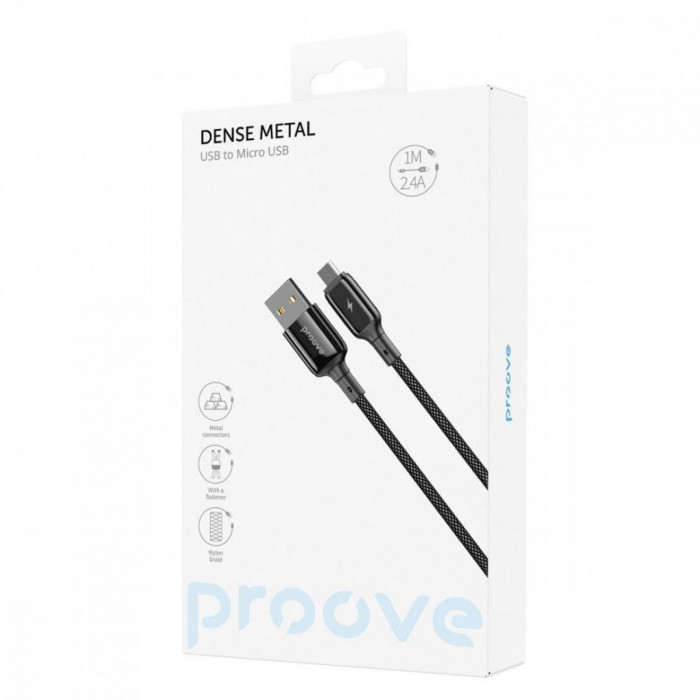 Кабель Proove Dense Metal USB to Micro USB 2.4A (1m) White (CCDM20001302)