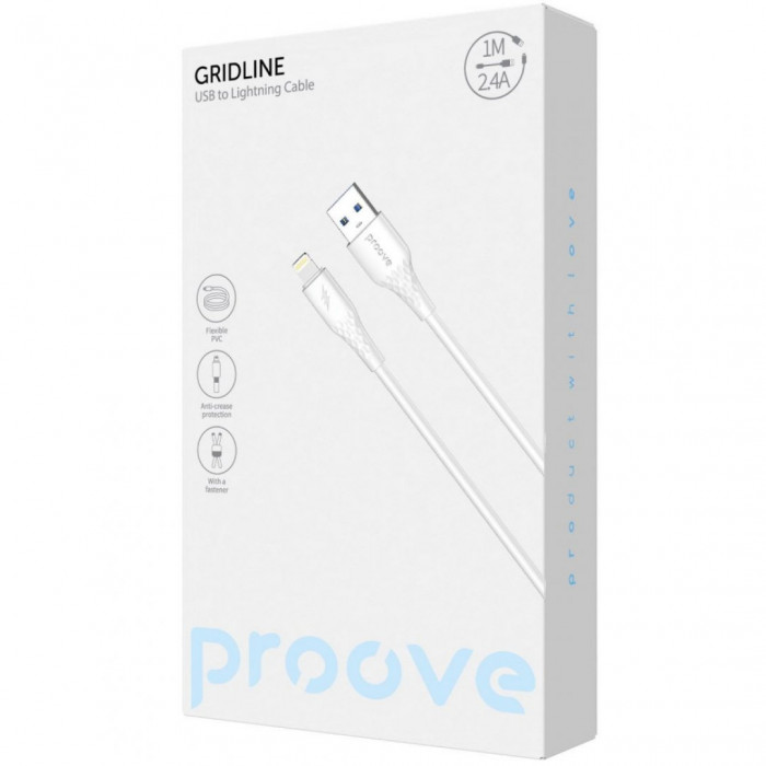 Кабель Proove GridLine USB to Lightning 2.4A (1m) Black (CCGL12001101)