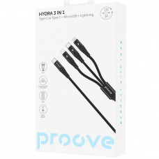 Кабель Proove Hydra 3 in1 Type-C + Micro USB + Lightning (1m) Black (CCHY15012101)