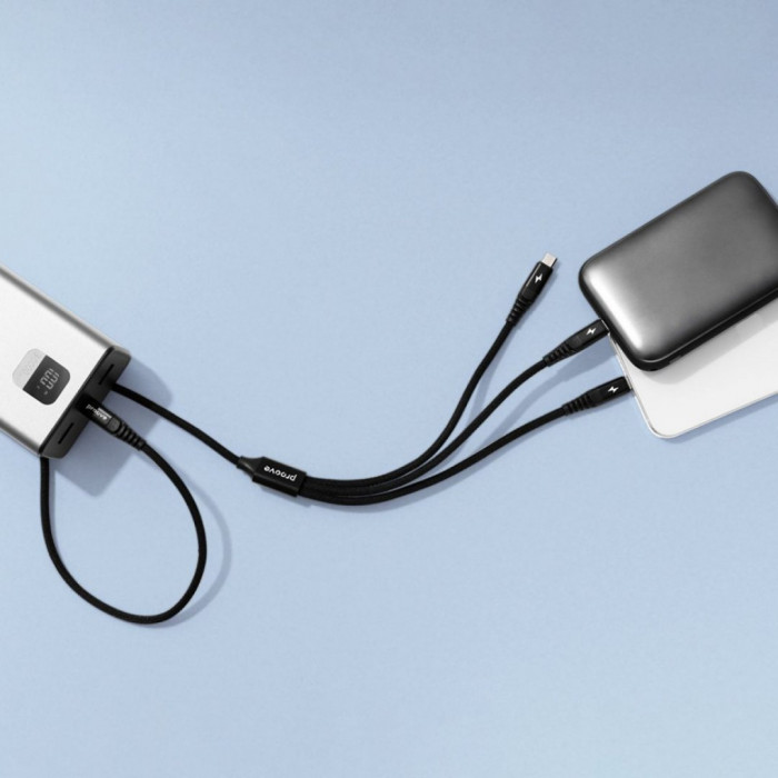 Кабель Proove Hydra 3 in1 Type-C + Micro USB + Lightning (1m) Black (CCHY15012101)