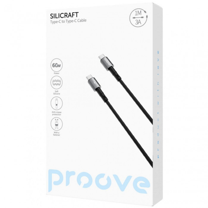 Кабель Proove Silicraft Type-C to Type-C 60W (1m) Black (CCSC60002201)