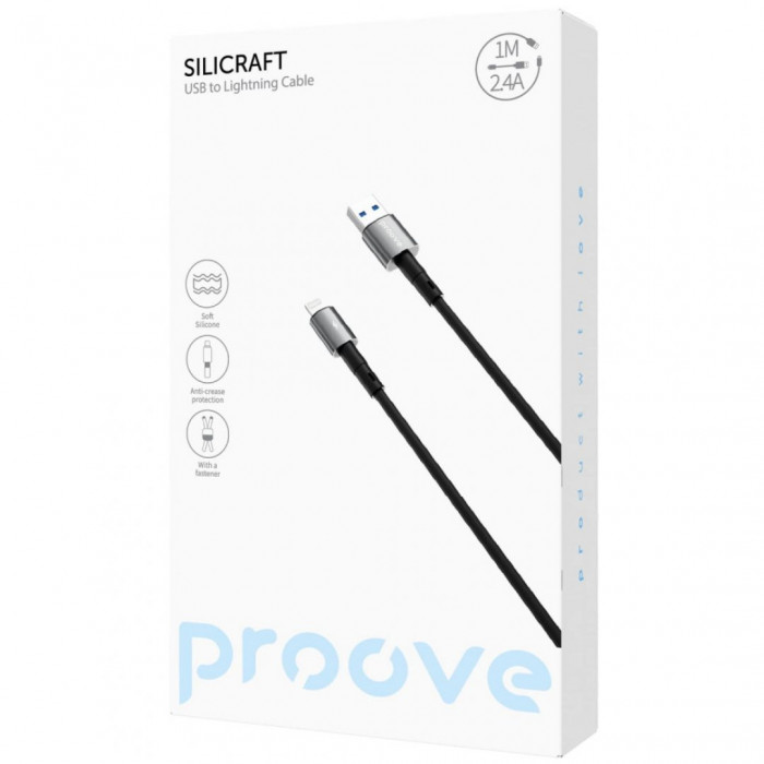 Кабель Proove Silicraft USB to Lightning 2.4A (1m) Black (CCSC12001101)