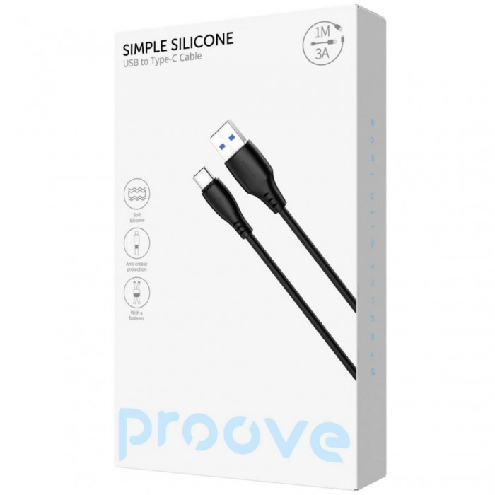 Кабель Proove Simple Silicone USB to Type-C 3A (1m) White (CCSS15001202)