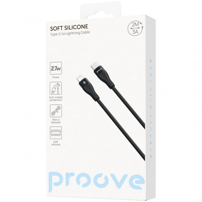 Кабель Proove Soft Silicone Type-C to Lightning 27W (2m) White (CCSO27002122)