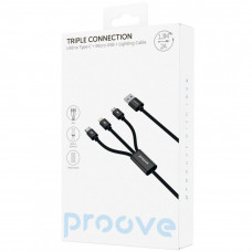 Кабель Proove Triple Connection 3 in 1 Type-C + Micro USB + Lightning (1.3m) Black (CCTC15001501)