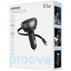 Автомобільний зарядний пристрій Proove Hammer 81W (Type-C + USB) + Retractable Type-C Cable Black (CCHR81110001)