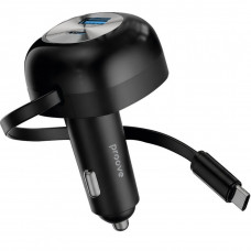 Автомобільний зарядний пристрій Proove Pulsar 65W (Type-C + USB) + Retractable Type-C Cable Black (CCPR65110001)