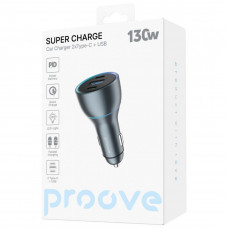 Автомобільний зарядний пристрій Proove Super Charge 130W (2 Type-C + USB) Metal Gray (ACSC13120004)