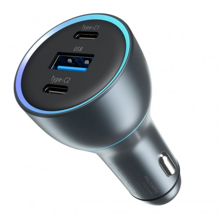 Автомобільний зарядний пристрій Proove Super Charge 130W (2 Type-C + USB) Metal Gray (ACSC13120004)
