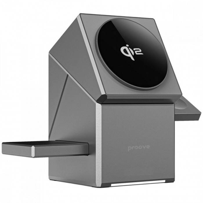 Бездротовий зарядний пристрій Proove Iron Hide 3 in 1 Qi2 Gray (WSIH15000003)