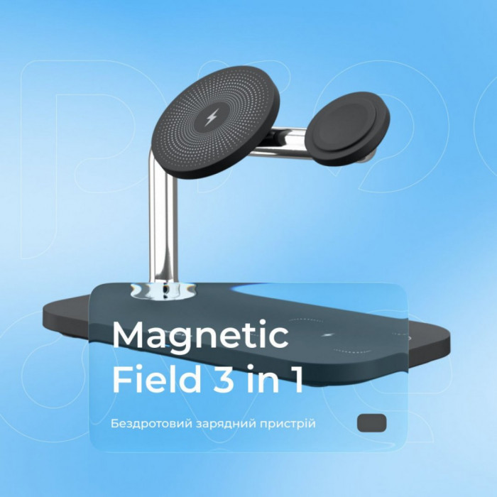 Бездротовий зарядний пристрій Proove Magnetic Field 3 in 1 Black (WSMF15010001)