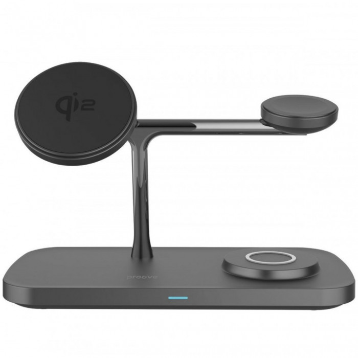 Бездротовий зарядний пристрій Proove Magnetic Field Pro 3 in 1 Qi2 Black (WSMP15002001)