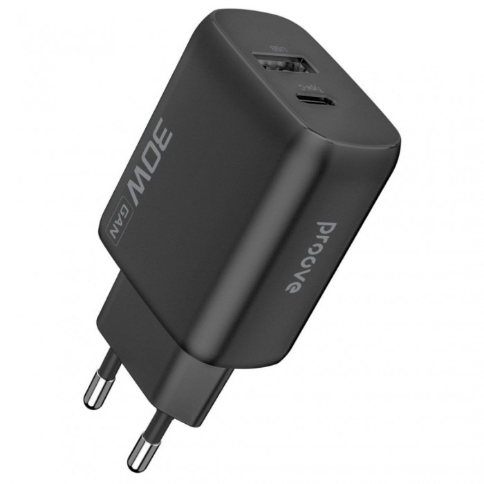 Мережевий зарядний пристрій Proove Silicone Power 2 30W (Type-C + USB) Black (WCSP23110001)